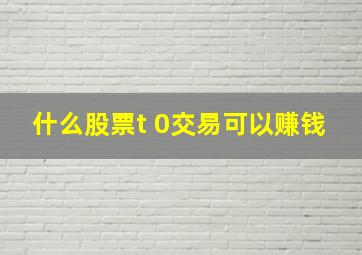 什么股票t 0交易可以赚钱